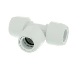 Twist-Loc 15mm Push Fit Tee White - 2 Pack